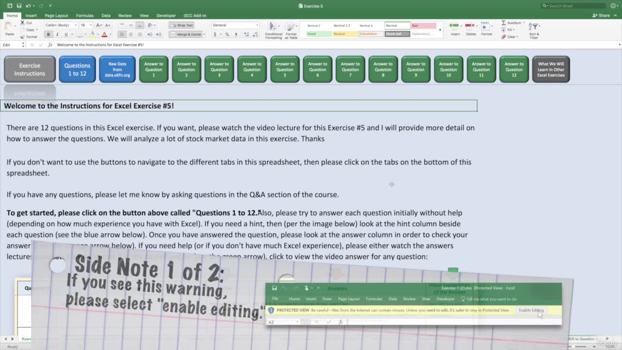 Excel Exercise #5: Stock Market Index,Valuation, Earnings+Conditional Formatting