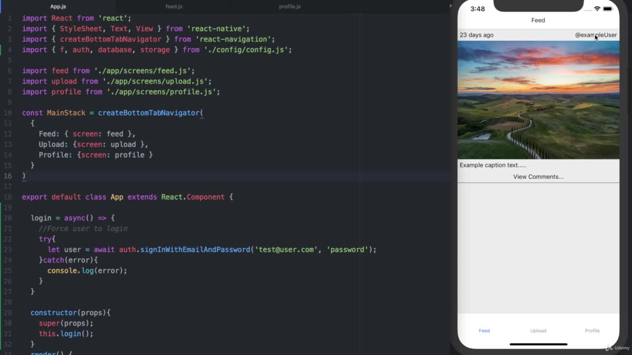 Creating our profile modal screen & adding back button