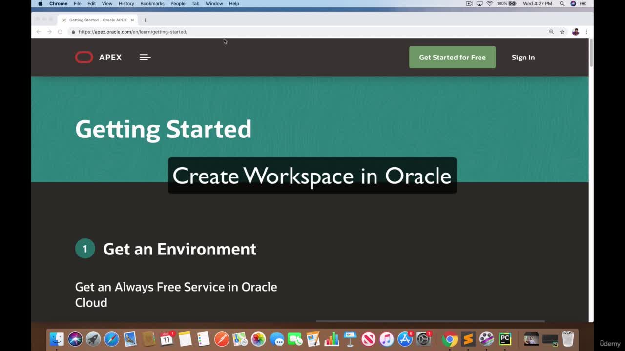 Creating the Workspace in Oracle