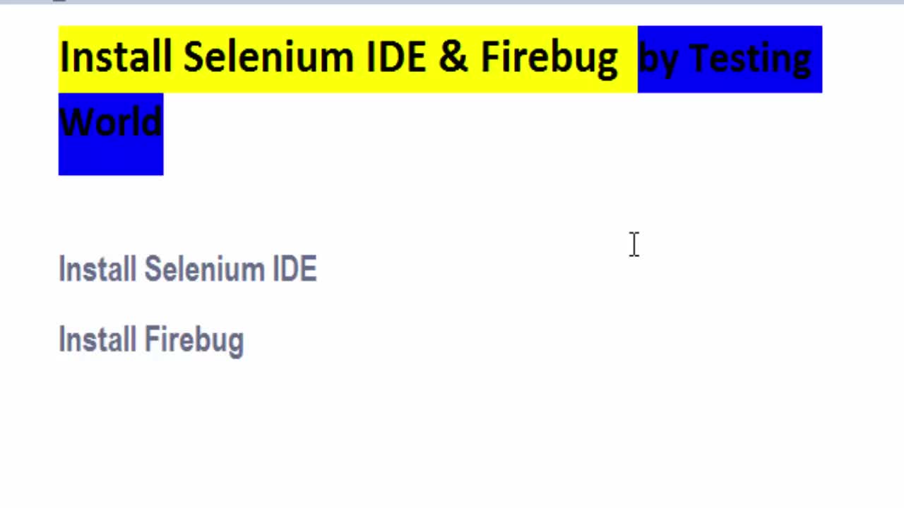 Selenium IDE & Firebug installation